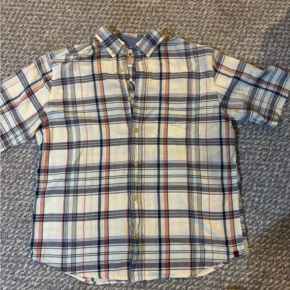 Woolrich Short-Sleeve Plaid Button-Down - Blue, Cream & Red